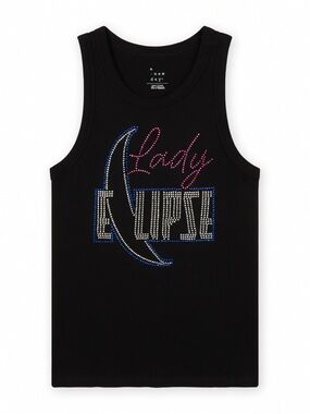 a new day Black 'Lady Eclipse' Rhinestone Tank Top